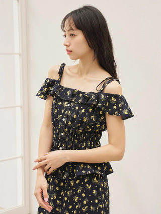 Sustainable Fruit Print Shirred Blouse