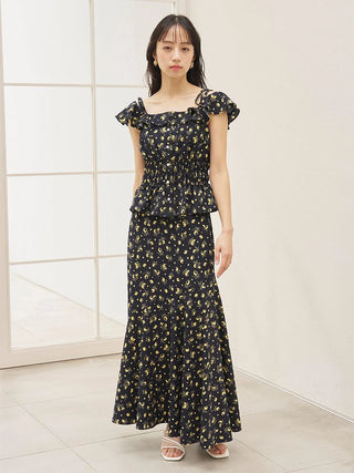 Sustainable Fruit Print Shirred Blouse