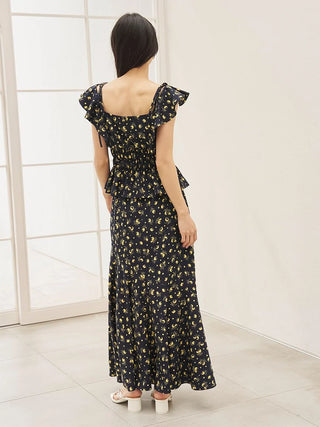 Sustainable Fruit Print Shirred Blouse