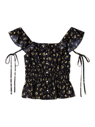Sustainable Fruit Print Shirred Blouse