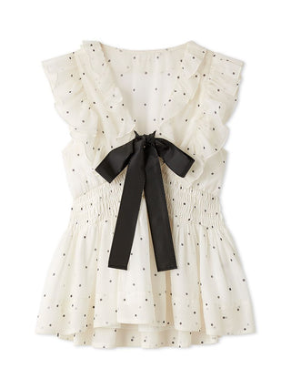 Sheer Peplum Ribbon Blouse