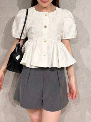 Jacquard Peplum Blouse