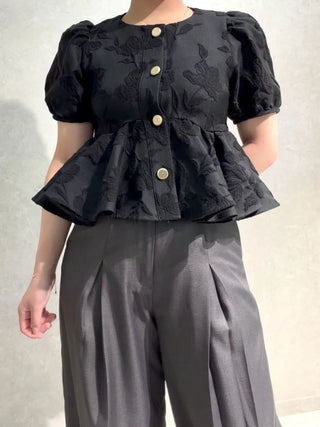 Jacquard Peplum Blouse