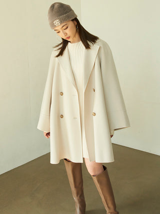 River Flare Oversized Coat in ivory, Premium Fashionable Women's Tops Collection at SNIDEL USA
