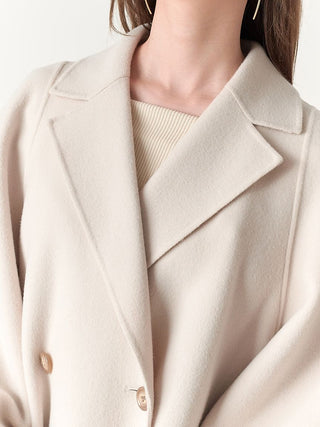 River Flare Oversized Coat in ivory, Premium Fashionable Women's Tops Collection at SNIDEL USA