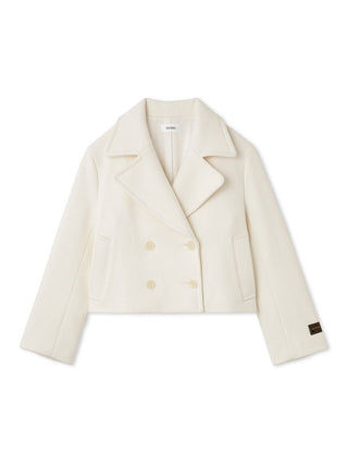 Wool Large Lapel Short Coat in ivory, Premium Fashionable Women's Tops Collection at SNIDEL USA