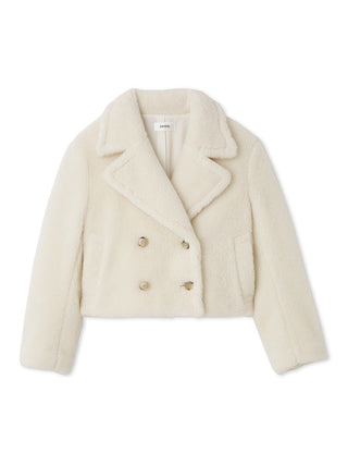 Boa Short Jacket Coat in ivory, Premium Fashionable Women's Tops Collection at SNIDEL USA