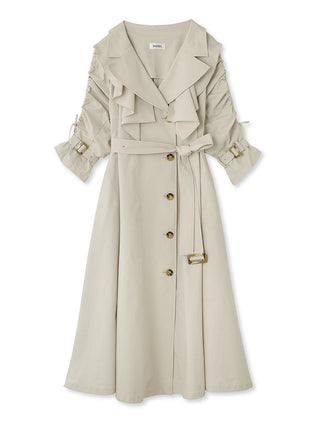Ruffle Frill Long Trench Coat light beige, Premium Fashionable Women's Tops Collection at SNIDEL USA