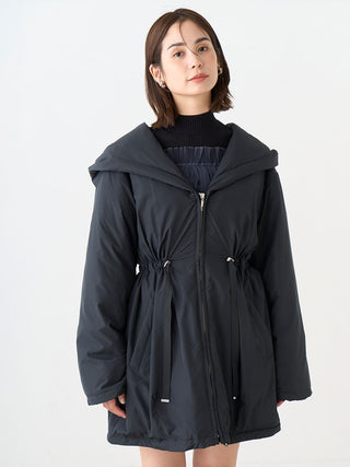 Nishikawa Lady Mod Down Hoodie Jacket in Black, Premium Fashionable Women's Tops Collection at SNIDEL USA