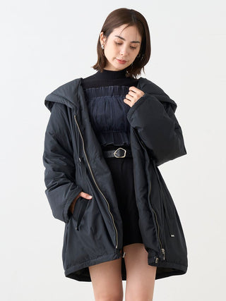 Nishikawa Lady Mod Down Hoodie Jacket in Black, Premium Fashionable Women's Tops Collection at SNIDEL USA