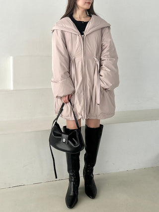 Nishikawa Lady Mod Down Hoodie Jacket in Pink Beige, Premium Fashionable Women's Tops Collection at SNIDEL USA