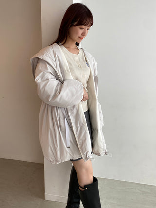 Nishikawa Lady Mod Down Hoodie Jacket in Ivory, Premium Fashionable Women's Tops Collection at SNIDEL USA