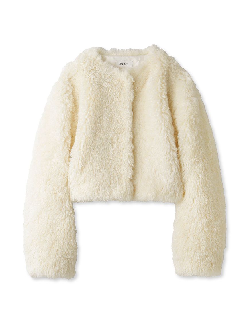 Opulent Faux Fur Cropped Jacket - Ivory - Ivory / XS