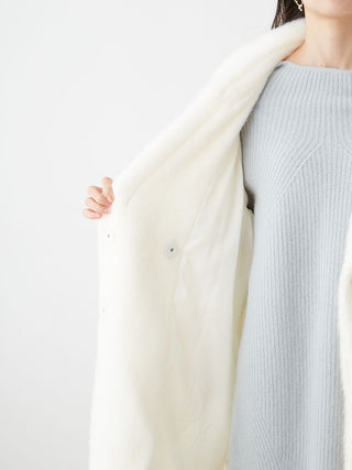 Shaggy Cocoon Coat in ivory, Premium Women's Outwear at SNIDEL USA.