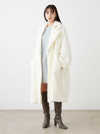 Shaggy Cocoon Coat in ivory, Premium Women's Outwear at SNIDEL USA.