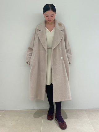 Shaggy Cocoon Coat in beige, Premium Women's Outwear at SNIDEL USA.