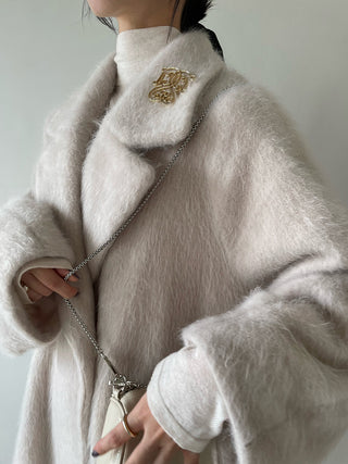 Shaggy Cocoon Coat in beige, Premium Women's Outwear at SNIDEL USA.