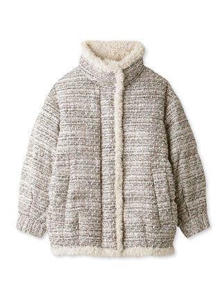Tweed Down Textured Bouclé Jacket with Sherpa Lining in mix, Premium Women's Outwear at SNIDEL USA.