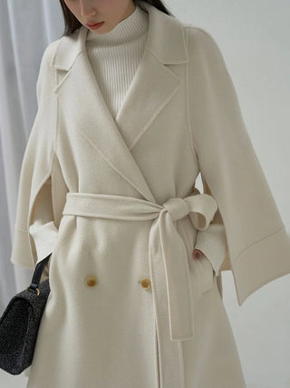 River Flare Cape Coat in Ivory, Premium Women's Outwear at SNIDEL USA