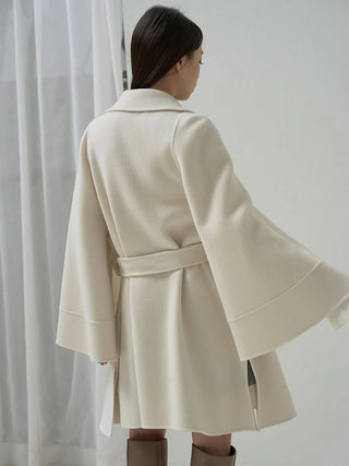 River Flare Cape Coat in Ivory, Premium Women's Outwear at SNIDEL USA