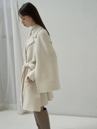 River Flare Cape Coat in Ivory, Premium Women's Outwear at SNIDEL USA