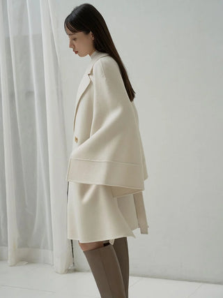 River Flare Cape Coat in Ivory, Premium Women's Outwear at SNIDEL USA