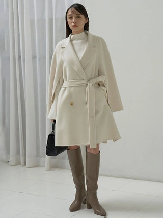 River Flare Cape Coat in Ivory, Premium Women's Outwear at SNIDEL USA