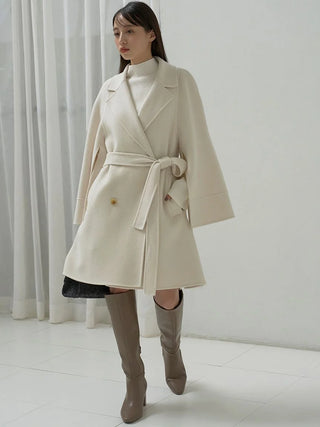 River Flare Cape Coat in Ivory, Premium Women's Outwear at SNIDEL USA