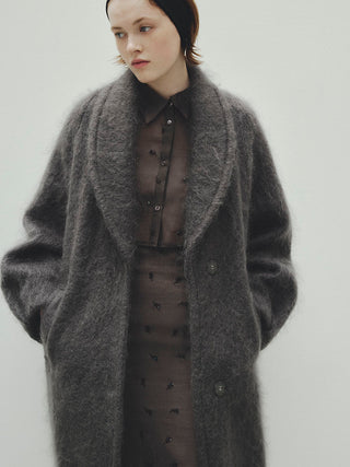 Shaggy Long Coat in DARK GRAY, Premium Women's Outwear at SNIDEL USA.