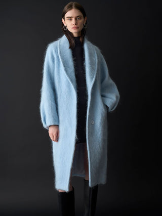 Shaggy Long Coat in BLUE, Premium Women's Outwear at SNIDEL USA.