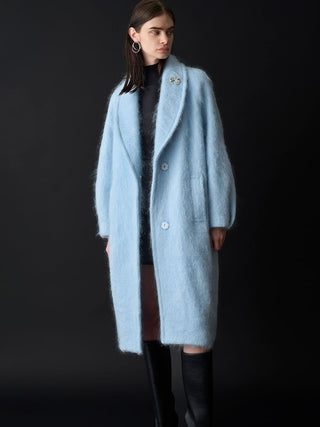 Shaggy Long Coat in BLUE, Premium Women's Outwear at SNIDEL USA.