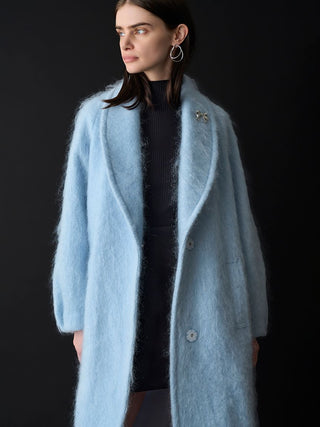 Shaggy Long Coat in BLUE, Premium Women's Outwear at SNIDEL USA.