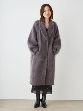 Shaggy Long Coat in DARK GRAY, Premium Women's Outwear at SNIDEL USA.