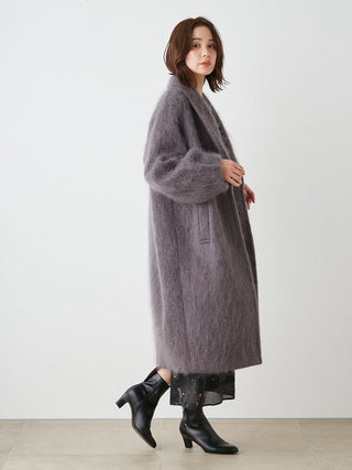 Shaggy Long Coat in DARK GRAY, Premium Women's Outwear at SNIDEL USA.