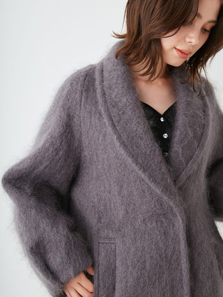 Shaggy Long Coat in DARK GRAY, Premium Women's Outwear at SNIDEL USA.