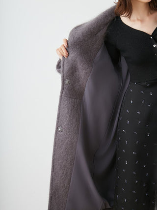 Shaggy Long Coat in DARK GRAY, Premium Women's Outwear at SNIDEL USA.