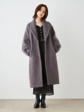 Shaggy Long Coat in DARK GRAY, Premium Women's Outwear at SNIDEL USA.