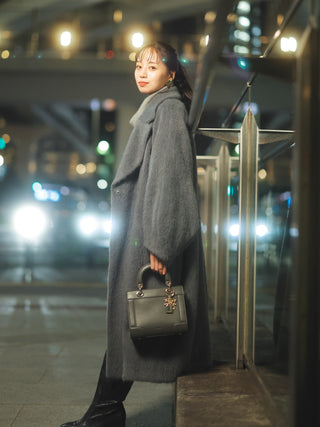 Shaggy Luxe Longline Coat in Gray, Premium Women's Outwear at SNIDEL USA