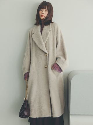 Shaggy Luxe Longline Coat in Beige, Premium Women's Outwear at SNIDEL USA