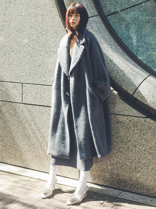 Shaggy Luxe Longline Coat in Gray, Premium Women's Outwear at SNIDEL USA