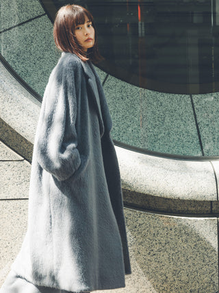 Shaggy Luxe Longline Coat in Gray, Premium Women's Outwear at SNIDEL USA