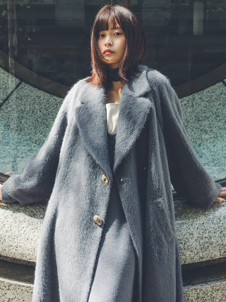 Shaggy Luxe Longline Coat in Gray, Premium Women's Outwear at SNIDEL USA