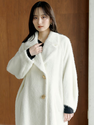 Shaggy Luxe Longline Coat in Ivory, Premium Women's Outwear at SNIDEL USA