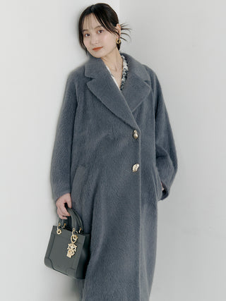 Shaggy Luxe Longline Coat in Gray, Premium Women's Outwear at SNIDEL USA