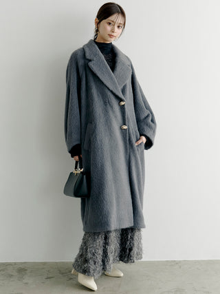 Shaggy Luxe Longline Coat in Gray, Premium Women's Outwear at SNIDEL USA