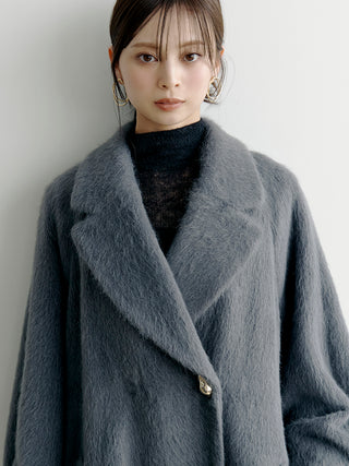 Shaggy Luxe Longline Coat in Gray, Premium Women's Outwear at SNIDEL USA