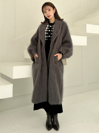 Shaggy Luxe Longline Coat in Gray, Premium Women's Outwear at SNIDEL USA