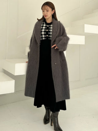 Shaggy Luxe Longline Coat in Gray, Premium Women's Outwear at SNIDEL USA