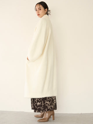 Shaggy Luxe Longline Coat in Ivory, Premium Women's Outwear at SNIDEL USA