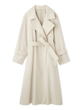 Wool Cashmere Stand Wrap Coat in Ivory, Premium Women's Outwear at SNIDEL USA